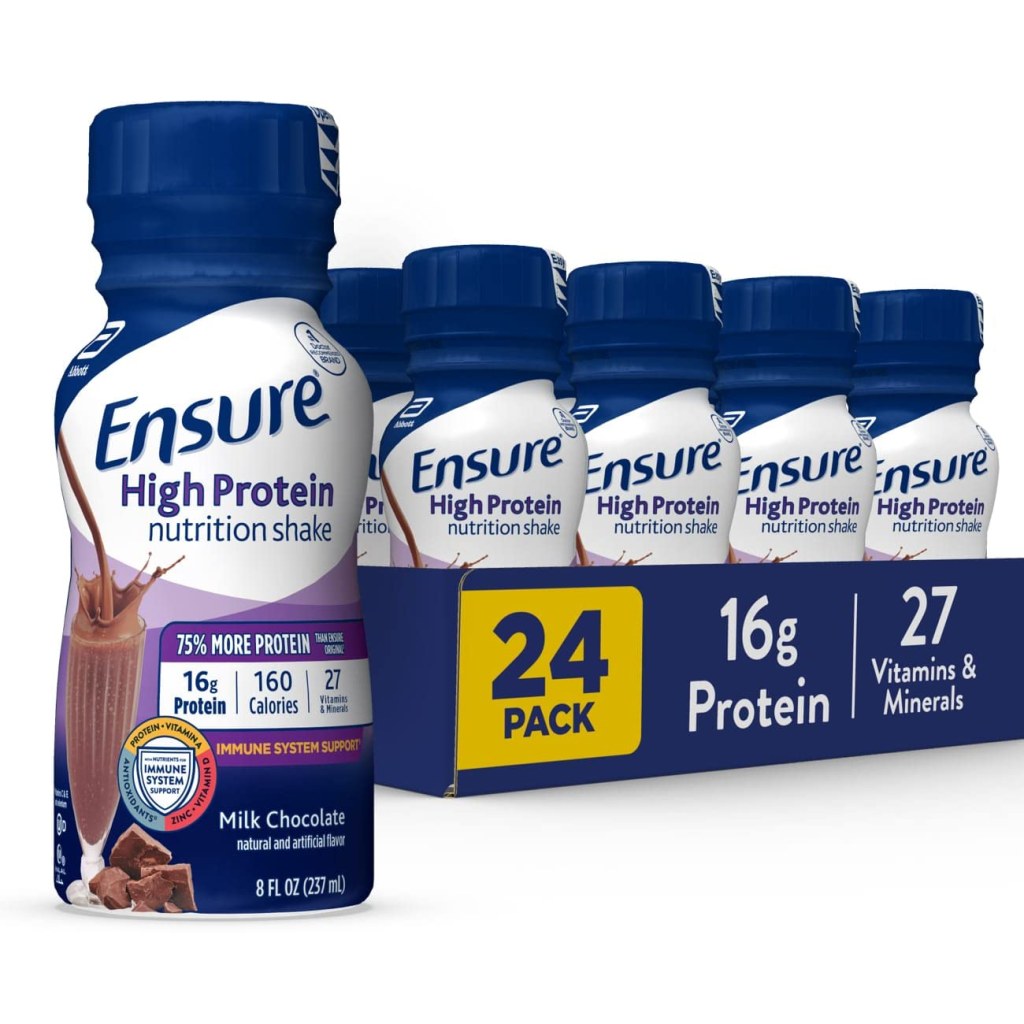 Picture of: Ensure High Protein Nutritional Shake with g of Protein, Ready-to-Drink,  Meal Replacement Shakes, Low Fat, Milk Chocolate,  Fl Oz (Pack of )
