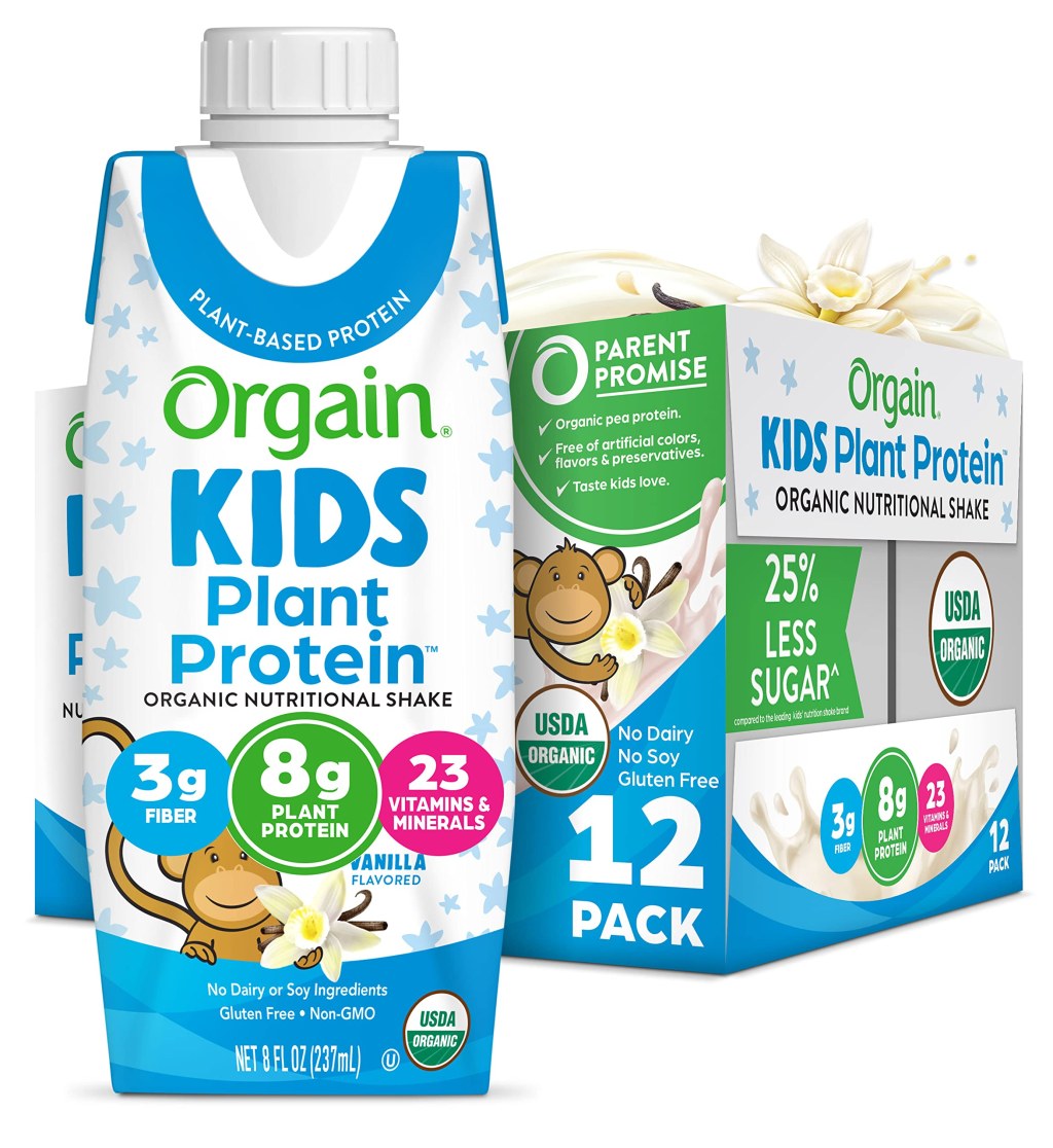 Picture of: Orgain Organic Kids Nutritional Vegan Protein Shake, Vanilla – g Plant  Based Protein, Kids Snacks,  Vitamins & Minerals, Fruits & Vegetables,  Soy &